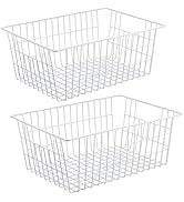 iPEGTOP Wire Storage Freezer Baskets, Set of 2 Large 15.2" Farmhouse Organizer Storage Bins Fridg...