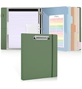 SKYDUE Clipboard Binder with Refillable Notepad, PU Clipboard Folder Includes 5 Dividers with 10 ...