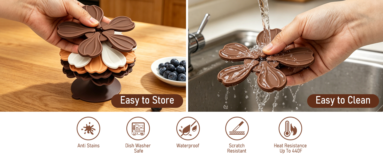 Vynusio Silicone Trivet Tree 6 Pack
