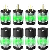 Yomiuwo Lighted Plug and Connector Set, Straight Blade Cord End Replacement, 15 Amp 125Volt, NEMA...