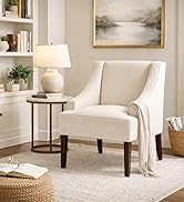 Homepop Upholstered Classic Swoop Arm Accent Chair Home Décor, Linen-Look Soft Cream