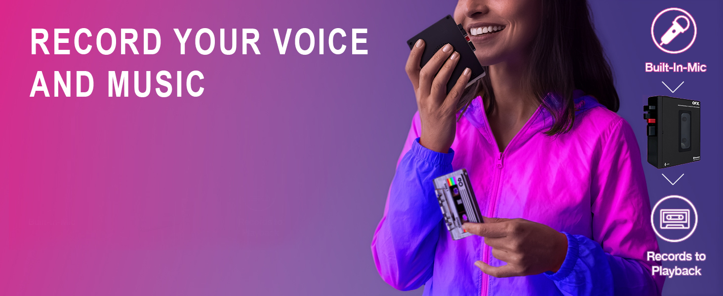 woman talking into her RETRO-1980 unit