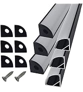 HAMRVL 6-Pack 30cm/1ft Led Channel Diffuser Black Aluminum with Mliky White Cover V Shape 16x16mm...