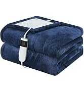 DANENOSA Electric Heated Blanket Throw Size 50''x60'' Soft Flannel & Sherpa Electric Blanket with...