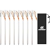 AVOFOREST Heavy Duty Tent Stakes - Thick Titanium Camping Stakes with Reflective Pull Cords, Ultr...
