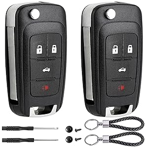 2 Pack Flip Key Fob Case Shell Replacement 4 Button for Chevy