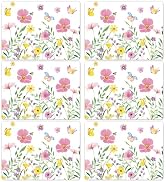 Spring Floral Butterfly Placemats Set of 6 Flower Summer Plastic Table Mats Wildflower Place Mats...