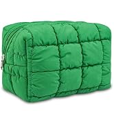 AMZMA Puffy Quilted Makeup Bag for Women, Water-Resistant Nylon Travel Toiletry Organizer Pouch, ...