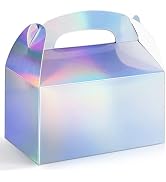 Harhana Party Treat Boxes, Iridescent Metallic Foil Gift Boxes- for Party Favors, Small Goodie Ca...