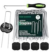 FEED GARDEN 6 Inch 50 Pcs Galvanized Landscape Staples 50 Pcs Gaskets Pick Hook Garden Stakes 11 ...