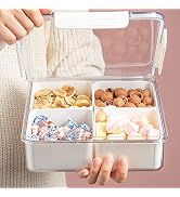 MineSign Divided Serving Tray with Lid for Veggie Portion Control Container Salad Keeper with 4 R...