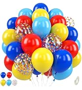 Paready Red Yellow Blue Balloons, 50 Pcs Carnival Circus Party Balloons, 12 Inch Royal Light Blue...