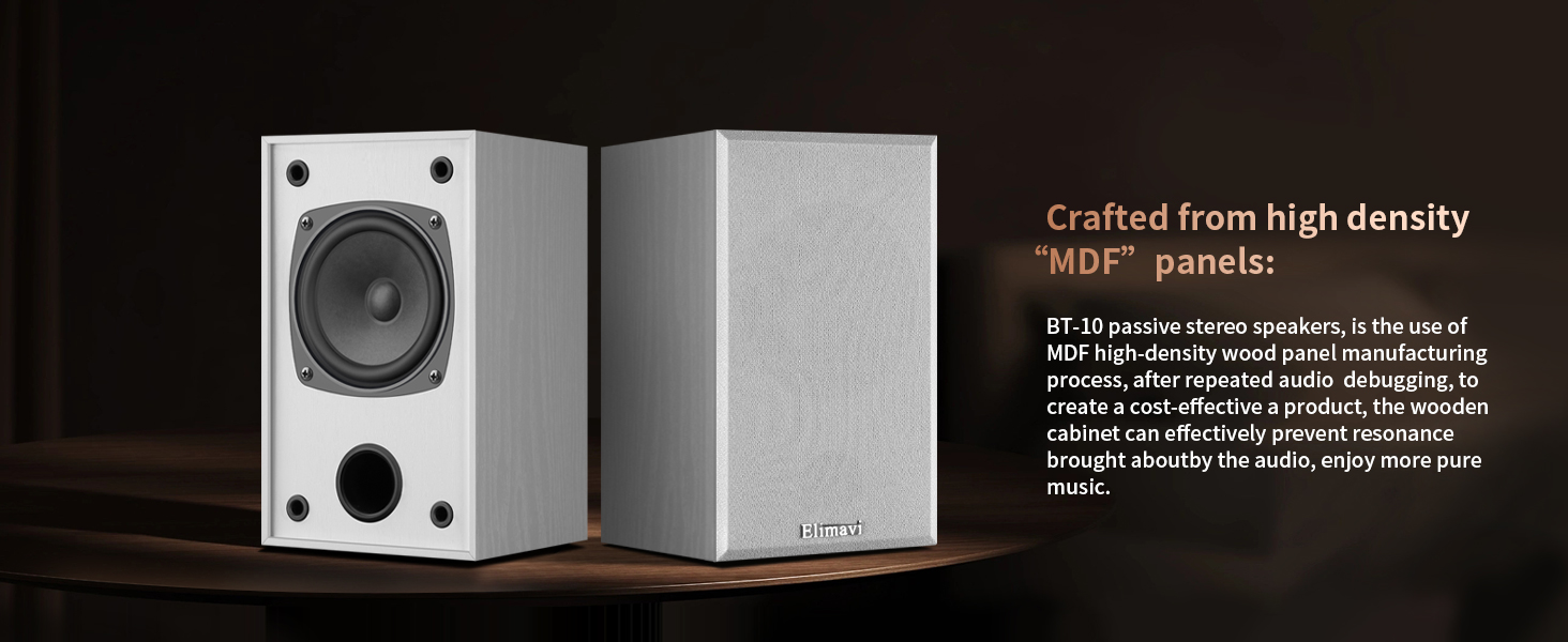 Passive stereo speakers in wood-white design