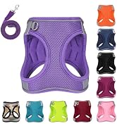 PWOD Dog Harness with Leash Set, No-Pull Step-in Reflective Pet Harness with 1 Leash Clips, Adjus...