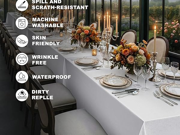 wedding fabric polyester 6 ft party washable rectangle tablecloths rectangular for 6 foot tables