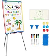 Magnetic Easel for Kids - Height Adjustable 36-63" Dry-Erase Board and Whiteboard - Perfect for K...