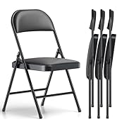 MAKE CHANGES Folding Chair 4 Pack, Comfy PU Leather Padded Folding Chairs for Outside and Indoor,...