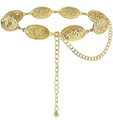 E-Clover Western Belts for Woman Cowgirl Metal Concho Chain Belts for Dresses Jeans Trousers Coun...