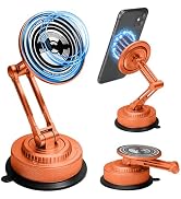 PIEPIE All-Metal Magnetic Women Car Phone Holder, Vibrant Orange Long Arm, 360° Rotatable Magneti...