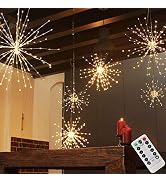 2 Pack Starburst Sphere Lights,200 Led Firework Lights, 8 Modes Dimmable Remote Control Waterproo...