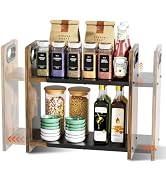 Xpatee 2-Tier Expandable Spice Rack Organizer for Countertop, 10.6"-17.3" | Metal & Wood ,Adjusta...