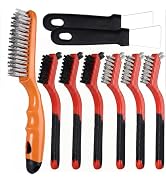 Wire Brush Set 9PCS - Heavy Duty Stainless Steel & Nylon Scratch Brushes with 2 Metal Paint Scrap...