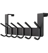 Matte Black Over The Door Hooks – Heavy Duty Stainless Steel Door Hanger with 6 Double Hooks for ...
