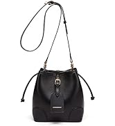 DORIS&JACKY Genuine Leather Bucket Crossbody Purse Small Designer Drawstring Single Shoulder Bag ...