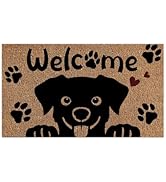 Livcoz Black Labrador Dog Welcome Coir Door Mat, Front Natural Non-Slip Doormat Decor Pet Lover G...