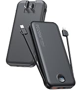Portable Charger, 10000mAh PD20W Fast Charging Power Bank with Built-in Cables & Wall Plug, Exter...