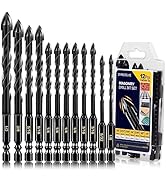 12-PCS Concrete Drill Bit Set & Masonry Drill Bit Set, Cement Drill Bits for Concrete Brick Wall,...