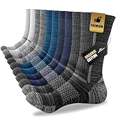 Niorasen Men's Cotton Crew Work Socks, 5 Pairs Cushioned Boot Socks,Moisture Wicking Athletic Soc...