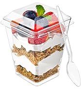 Zezzxu 50 Pack 5 oz Dessert Cups with Lids and Spoons, Plastic Pudding Cups with Lids Mini Parfai...
