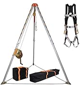 KSEIBI 423990 Aluminum Confined Space Tripod Kit Manhole Entry and Rescue Equipment Set with 65' ...