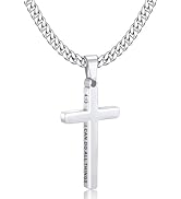 Gnamy Cross Necklace for Men Boys Stainless Steel Bible Verse Cross Pendant with Cuban Link Chain...