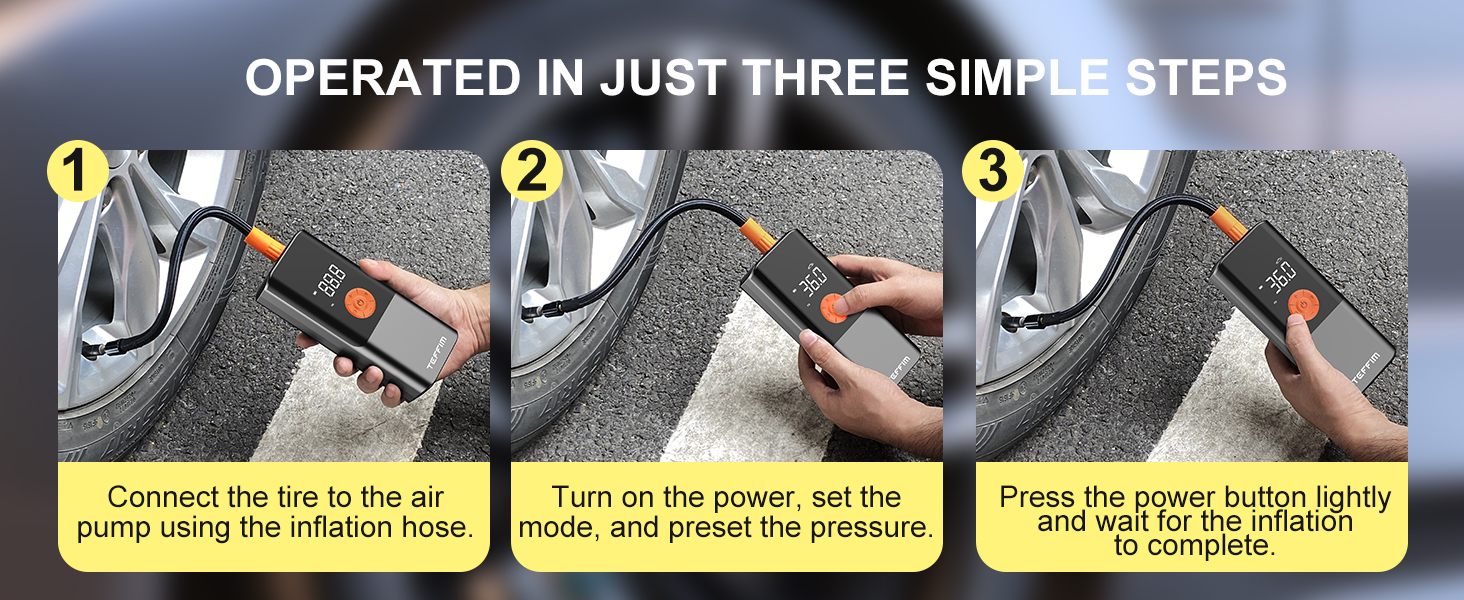Tire Inflator Portable Air Compressor, Air Pump for Car Tires with Digital Pressure Gauge