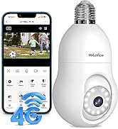 LaView 4G LTE Cellular Light Bulb Security Camera,360°2K Security Cameras Wireless Outdoor Indoor...