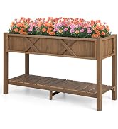 Giantex HIPS Raised Garden Bed, Elevated Planter Box w/Legs, Storage Shelf, Drainage Holes, Weath...