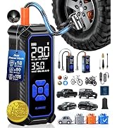 OlarHike Tire Inflator Portable Air Compressor, Dual Power - 6000mAh & 12V DC, Cordless Air Pump ...