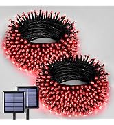 JMEXSUSS 2 Pack Red Solar Halloween Lights, Total 400 LED 151FT Red Solar Lights Outdoor Waterpro...