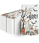 Horaldaily 100 Halloween Disposable Paper Decorative Guest Napkins, Jack-O-Lantern Pumpkin Cobweb...