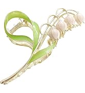Tustao 1PC Pink Lily of The Valley Flower Hair Clips, Large Metal Claw Clip,Orchid Clamps,Lily Ja...