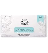 Nest Designs Cotton Dry Baby Wipes for Sensitive Skin, Chemical-Free, 80 Wipes per Pack