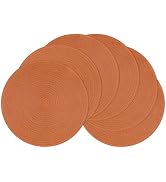 SHACOS Round Placemats Set of 6 Washable 15 inch Round Placemat Cotton Polyester Woven Braided Ta...