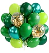 PartyWoo Green Balloons 66pcs 12 Inch Light Lime Dark Emerald Hunter Forest Metallic Green Gold C...
