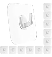 GLUIT Adhesive Plastic Clear Hooks Transparent Hook for The Drill-Free Wall 12 pcs