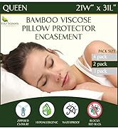 queen bamboo zippered pillow protector waterproof cover 20x30 hypoallergenic