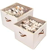 Vexalora Shoe Organizer for Closet, 2 Pack Shoe Storage Bins with Clear Cover, Adjustable Divider...