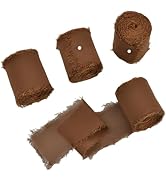 Joanlody Coffee 4 Rolls Chiffon Ribbon Handmade Fringe Ribbon 1-3/4