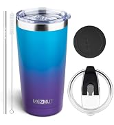 MEZMUT 20oz Tumbler Coffee Travel Mug with Daul Lid and Straw, Stainless Steel Double Wall Vacuum...